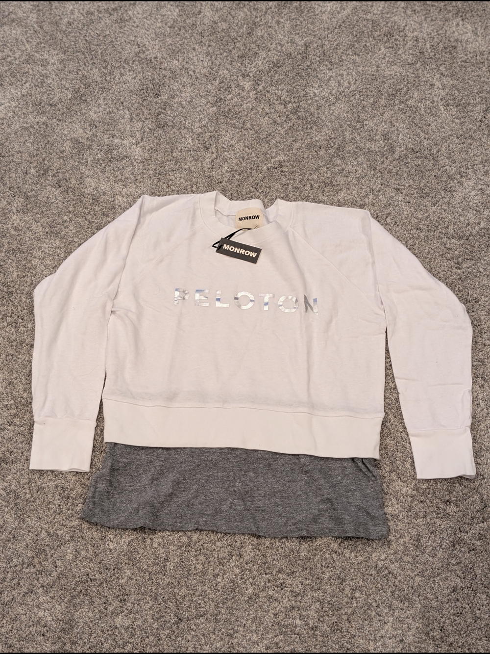 NWT Monrow x Peloton Metallic Logo Layered Sweatshirt Size S
